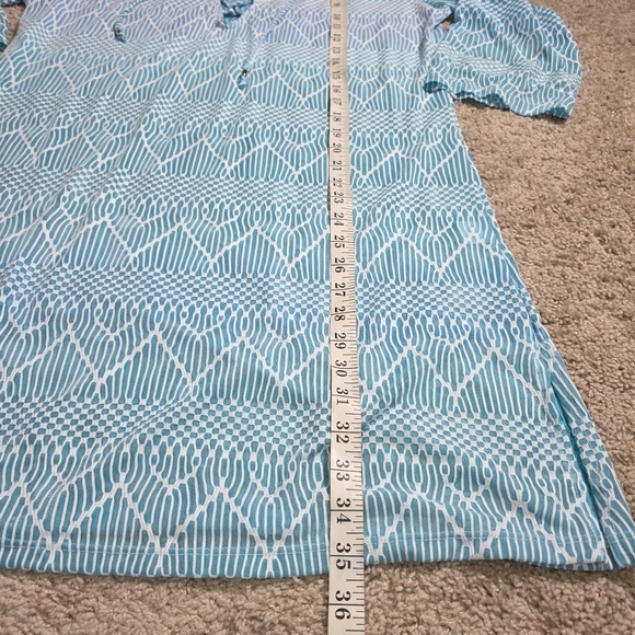 Portocruz Blue Ombré 3/4 Sleeve Lace Up Tunic Swimsuit Cover-up Beach Cruise XXL - Picture 11 of 11